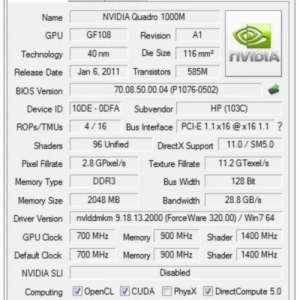 Графичен ускорител за лаптопи nvidia quadro 1000m. Характеристики и цел